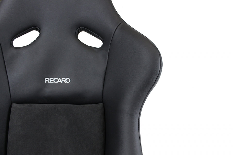 Recaro Pole Position - Leather Black Bolster / Dinamica Gray Suede Insert / Silver Logo