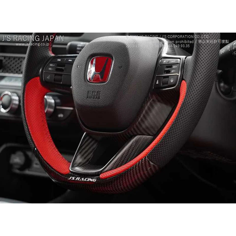 J's RACING SPORTS STEERING WHEEL (Carbon/Leather w/ Garnish) 2023+ CIVIC TYPE R FL5