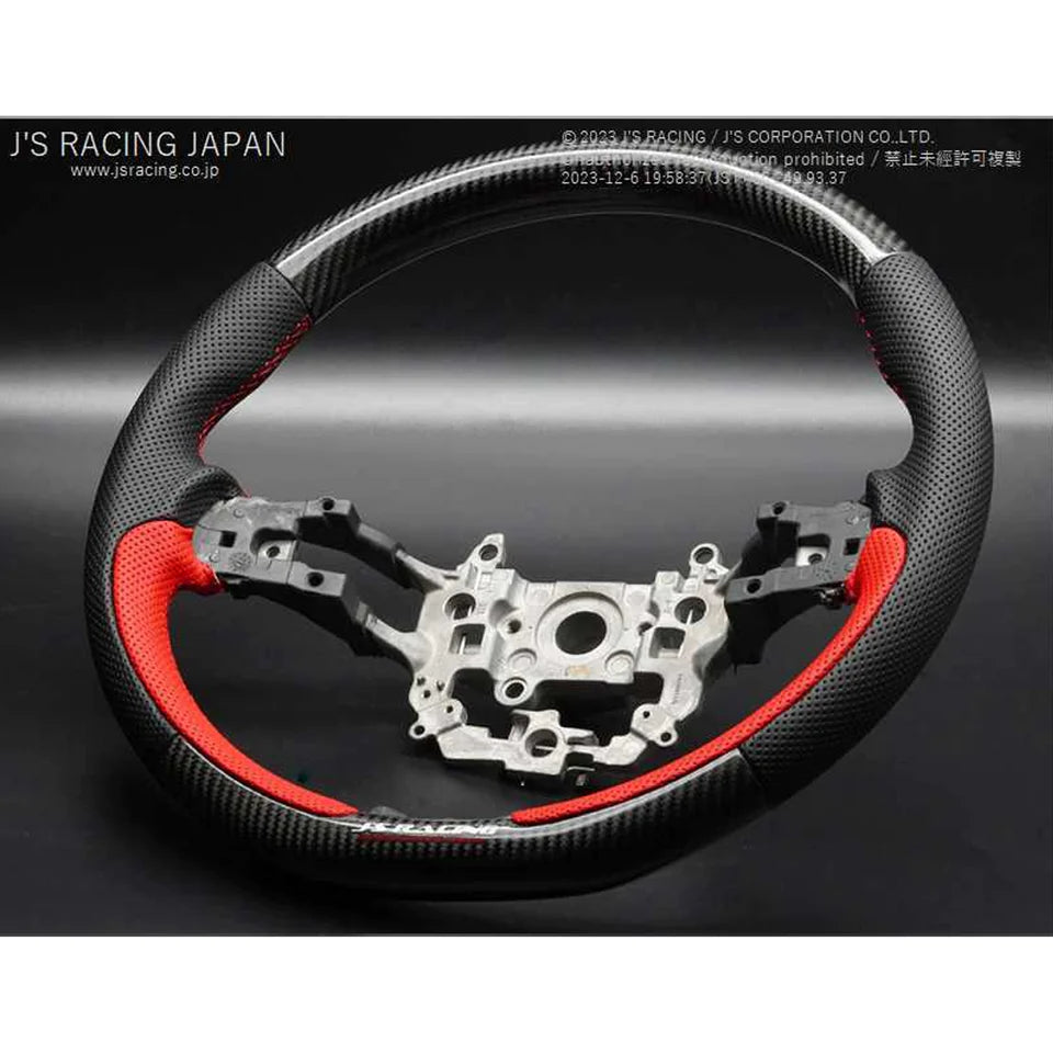 J's RACING SPORTS STEERING WHEEL (Carbon/Leather w/ Garnish) 2023+ CIVIC TYPE R FL5