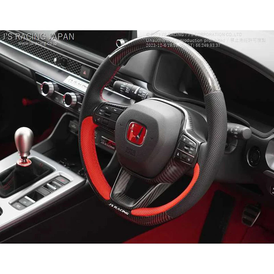 J's RACING SPORTS STEERING WHEEL (Carbon/Leather w/ Garnish) 2023+ CIVIC TYPE R FL5