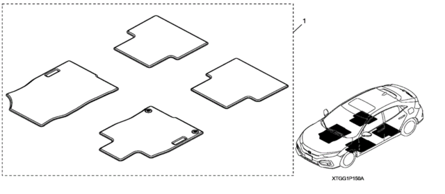 Genuine Honda 2016-2021 Civic Sedan/Hatchback HFP Carpet Floor Mat Set (Red)