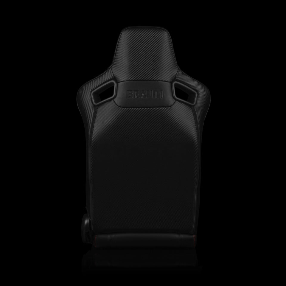 Braum Racing Elite-X Series Sport Seats (Pair) - Black Diamond (Double Red Stitching / Red Piping)