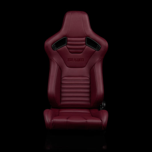 Braum Racing Elite-X Series Sport Seats (Pair) - Maroon Leatherette (Black Stitching)
