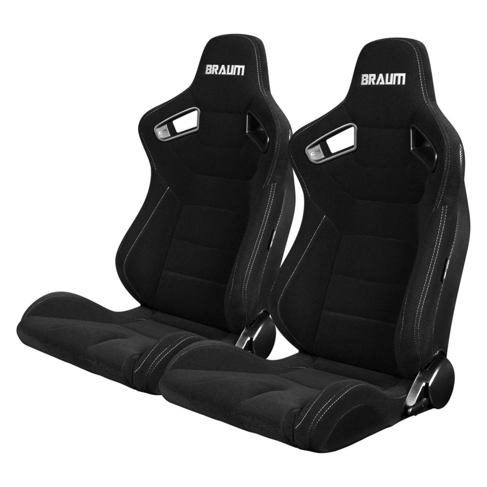 Braum Racing Elite Series Seats (Pair) - Black Cloth (Grey Stitching)