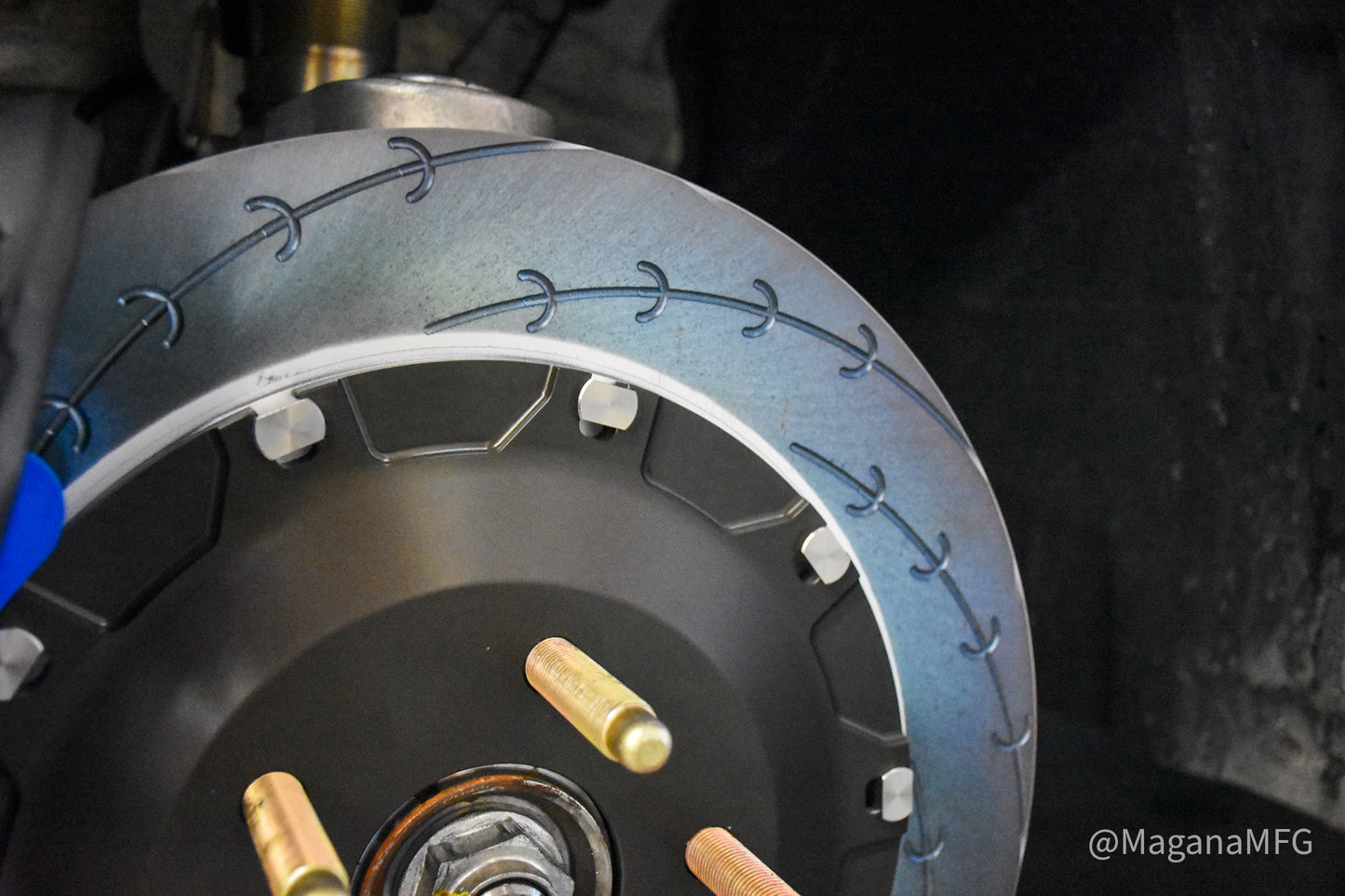 ENDLESS RACING E-SLIT 2PC BRAKE ROTOR FRONT BLUE ALUMITE RIGHT CIVIC TYPE-R FK8 / FL5