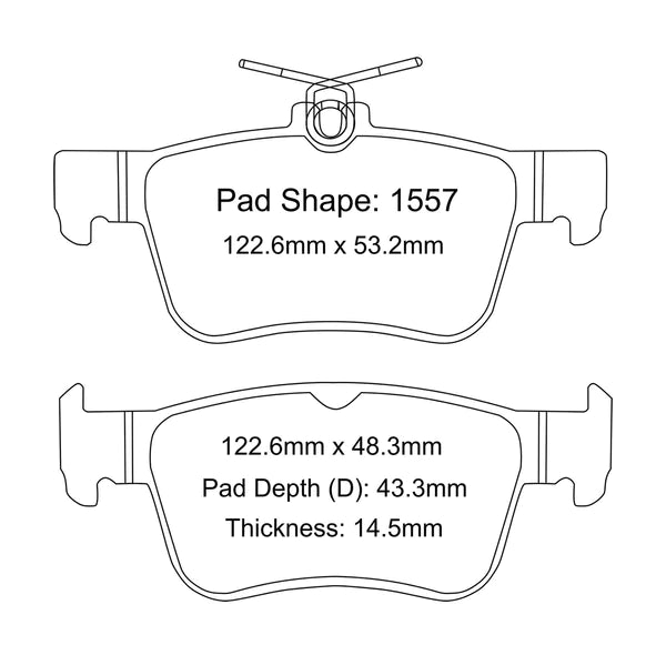 Paragon PBP1557 Rear Brake Pads 2017-2023+ Honda Civic Type-R FK8 / Fl5 / DE5