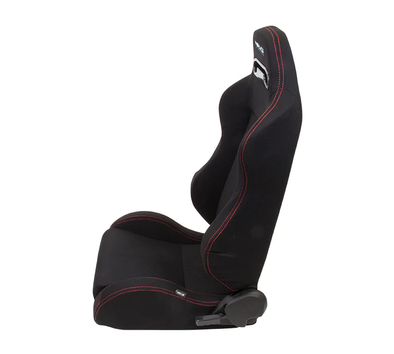 NRG Sport Seats Type-R Cloth Sport Seat Black w/ Red Stitch w/ logo (Left & Right Pair)