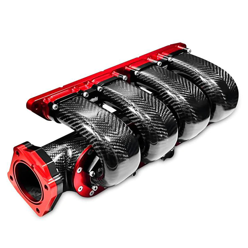 PRACWORKS CARBON FIBER INTAKE MANIFOLD RED ANODIZED - 2017-2021 CIVIC TYPE-R FK8 / 2023+ FL5 // 2023+ INTEGRA TYPE S