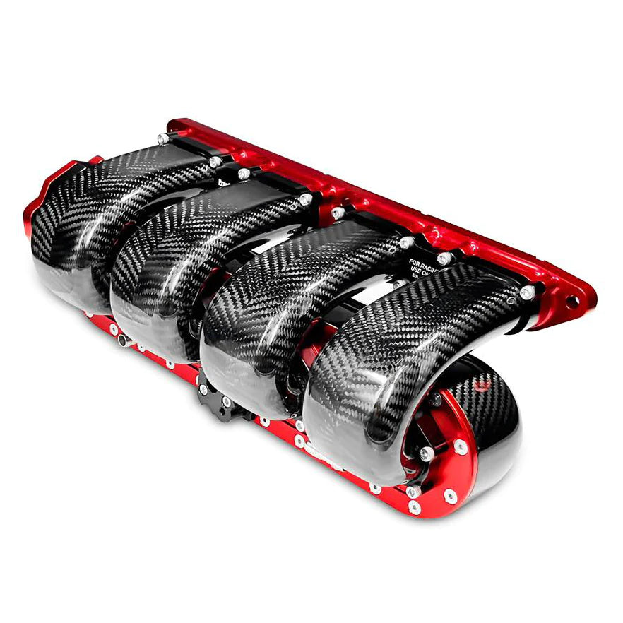 PRACWORKS CARBON FIBER INTAKE MANIFOLD RED ANODIZED - 2017-2021 CIVIC TYPE-R FK8 / 2023+ FL5 // 2023+ INTEGRA TYPE S