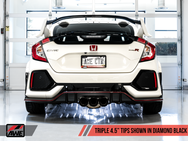 AWE Tuning 2017-21 Honda Civic Type R Touring Edition Exhaust w/Front Pipe & Triple Diamond Black Tips