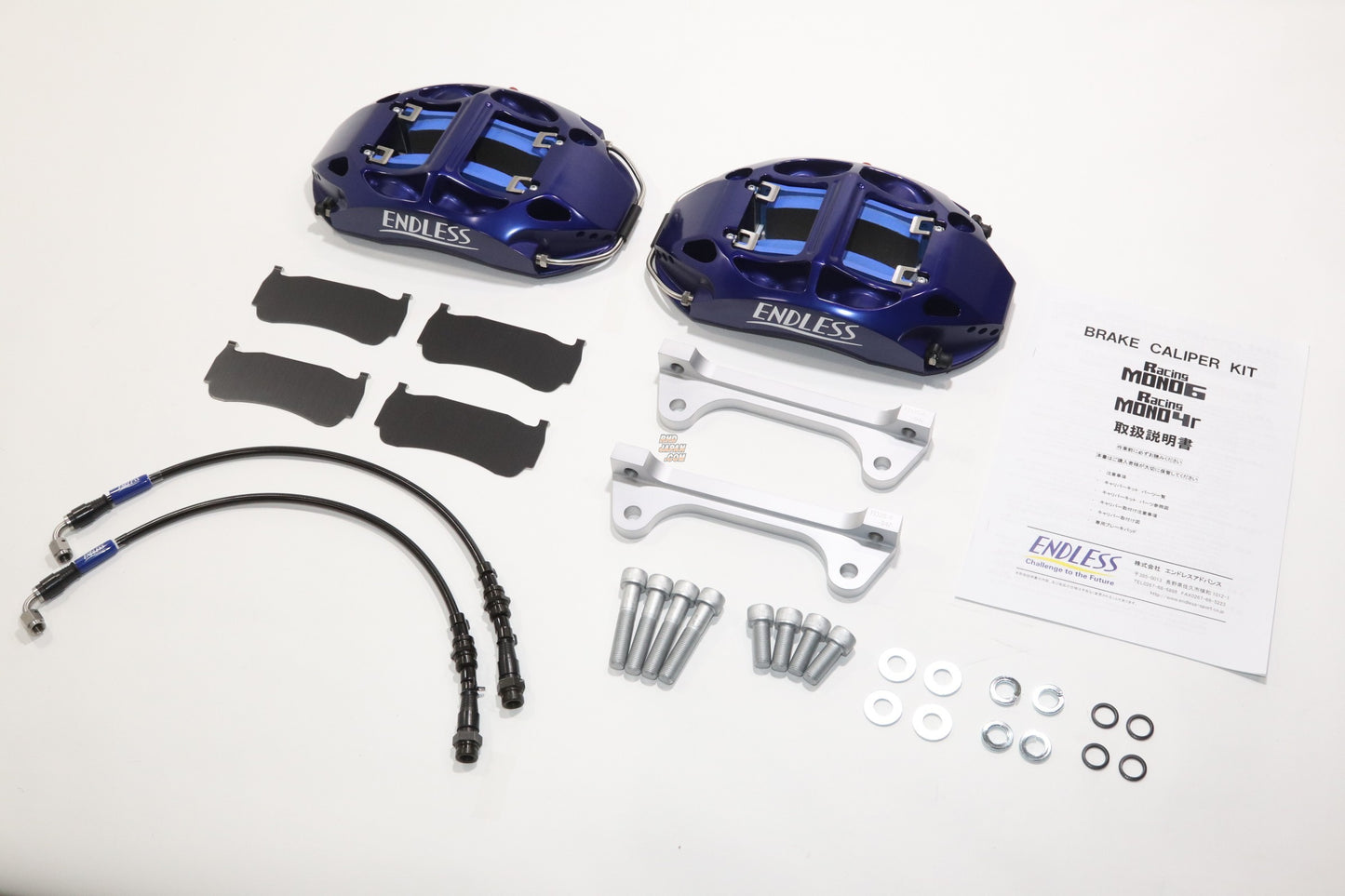 ENDLESS MONO6 SPORTS TA BRAKE CALIPER KIT FRONT W/ CURVING SLIT ROTORS- CIVIC TYPE-R FK8 / FL5 /DE5