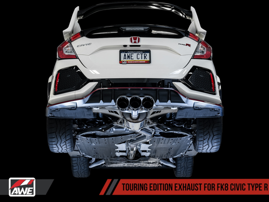 AWE Tuning 2017-21 Honda Civic Type R Touring Edition Exhaust w/Front Pipe & Triple Diamond Black Tips