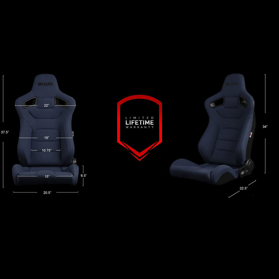 Braum Racing Elite Series Seats (Pair) - Blue Cloth (Black Stitching)