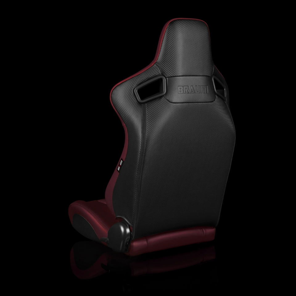 Braum Racing Elite-X Series Sport Seats (Pair) - Maroon Leatherette (Black Stitching)