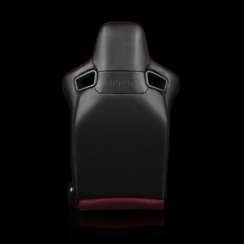 Braum Racing Elite-X Series Sport Seats (Pair) - Maroon Leatherette (Black Stitching)