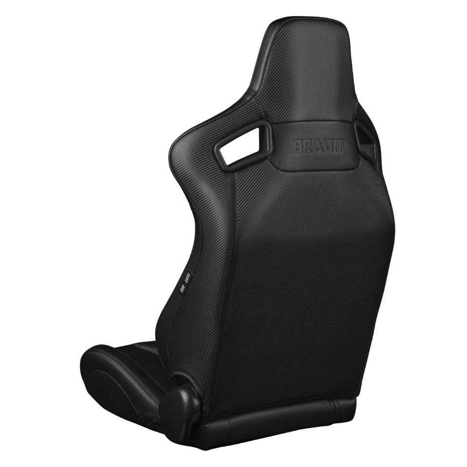 Braum Racing Elite-X Series Seats (Pair) - Black Leatherette / Carbon Fiber (Black Stitching)
