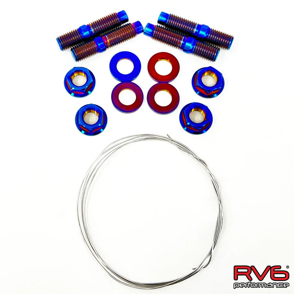 RV6 M10x1.25 Titanium Stud Set (4) with Safety Wire 2017+ Honda Civic Type-R FK8/FL5 / 2023+ Integra Type S DE5