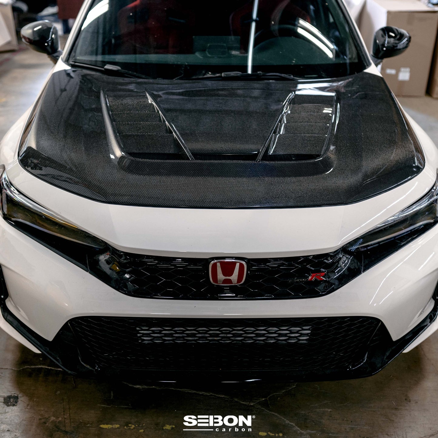 SEIBON CARBON FIBER TV-STYLE DOUBLE SIDED HOOD 2023+ HONDA CIVIC TYPE R FL5